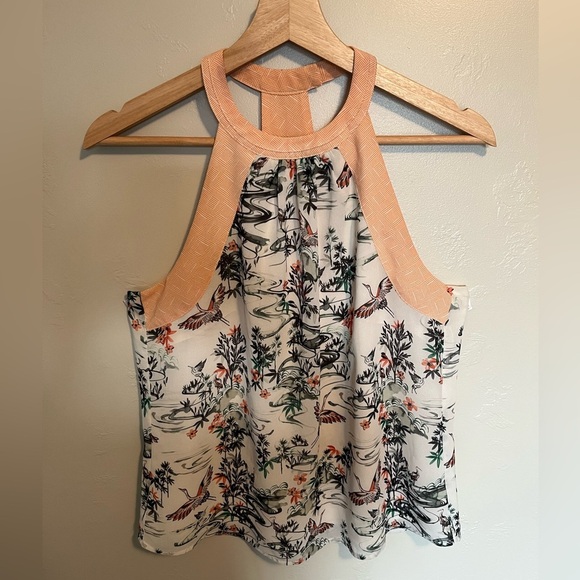 H&M Crane Garden Print Halter Blouse - Picture 3 of 13